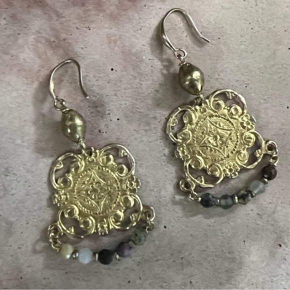 Handmade mixed gemstone earrings - Picture 2 of 7